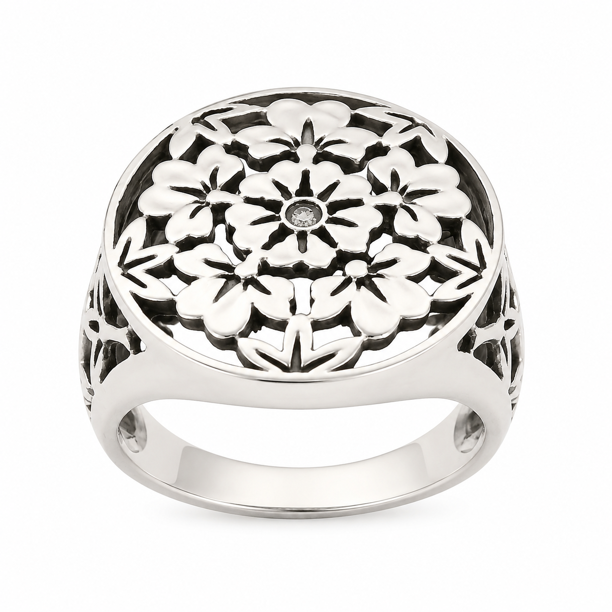 Sterling Silver Large Flower Ring