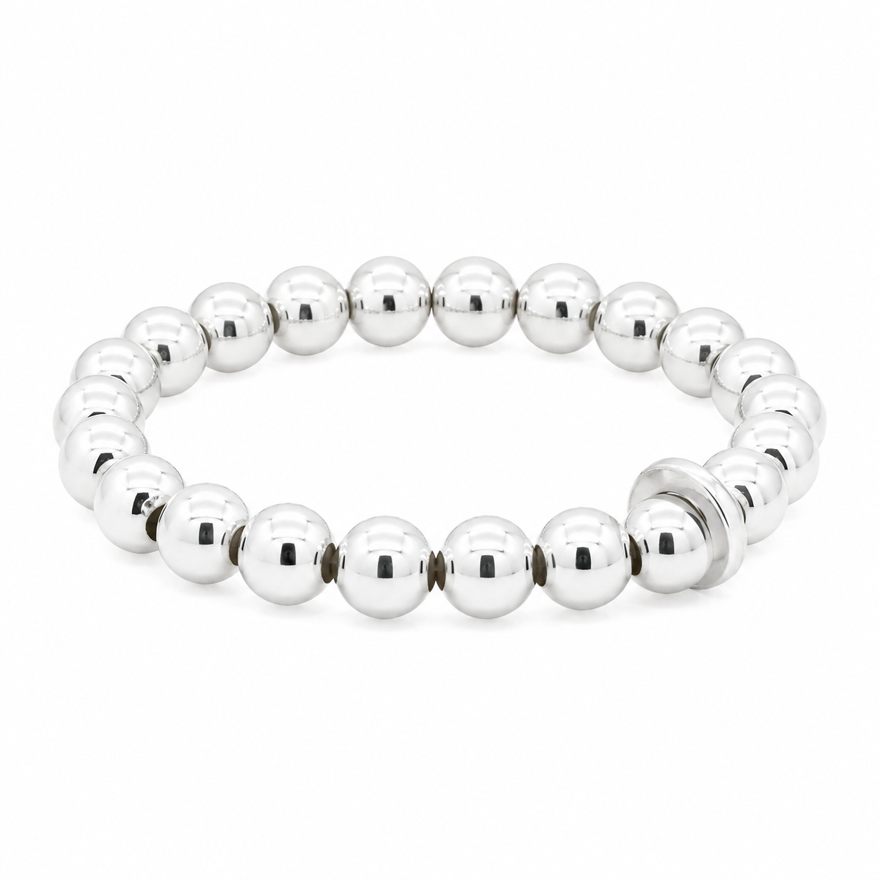 Sterling Silver Stretchy 3MM Round Beaded Ring