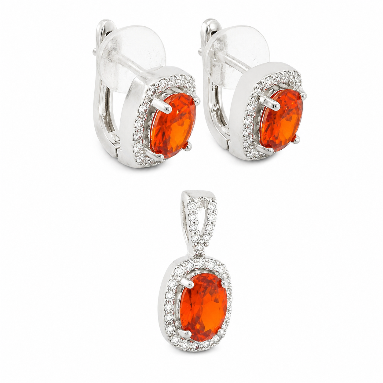 Sterling Silver Amber Gemstone Set