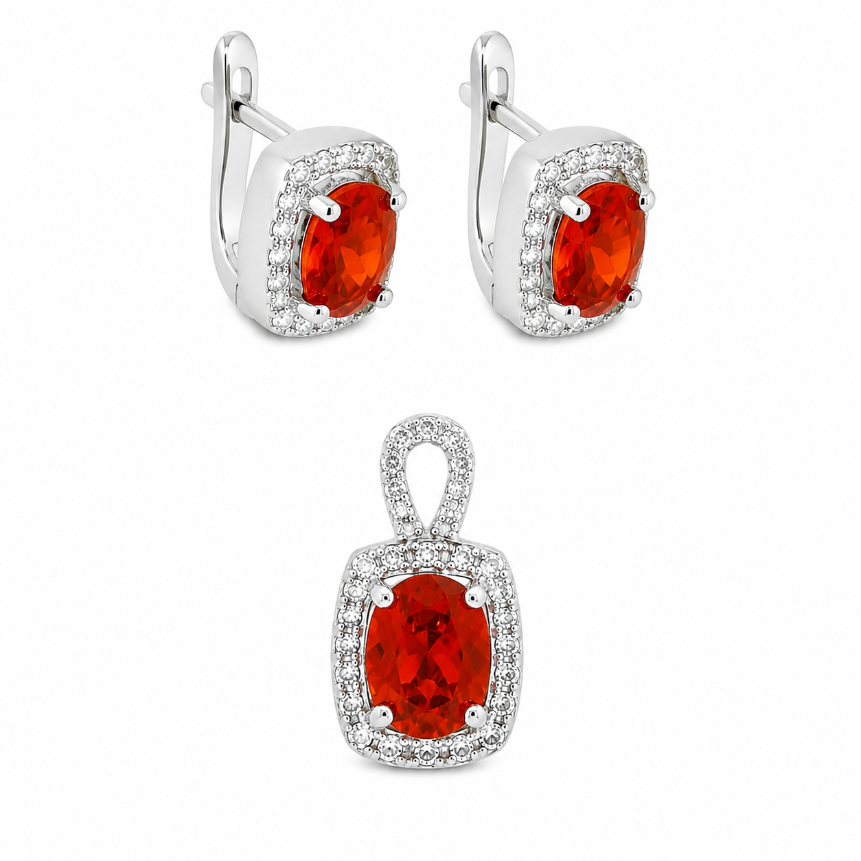Sterling Silver Amber Gemstone Set
