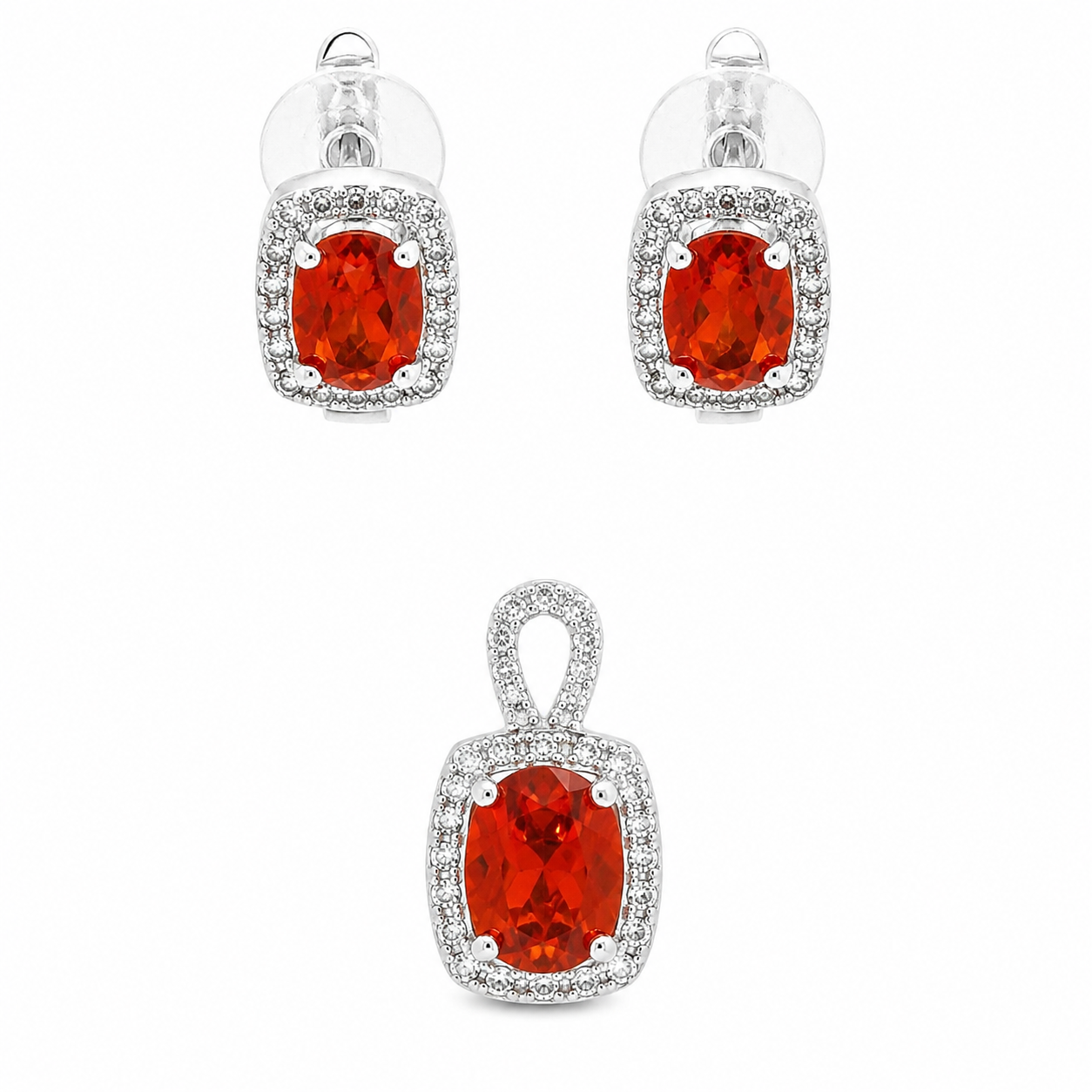 Sterling Silver Amber Gemstone Set
