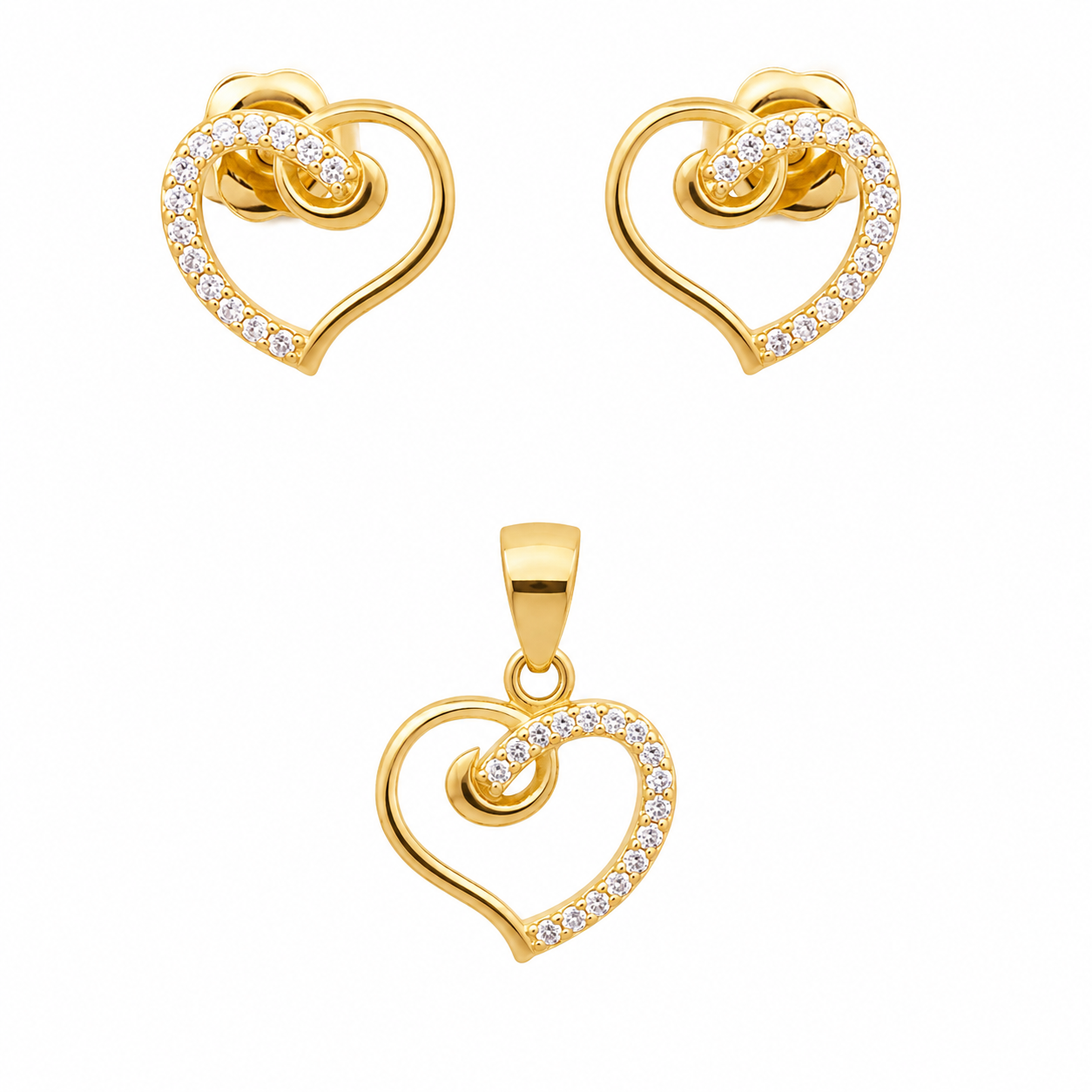 Sterling Silver Fancy Heart Set (Chain not Included)