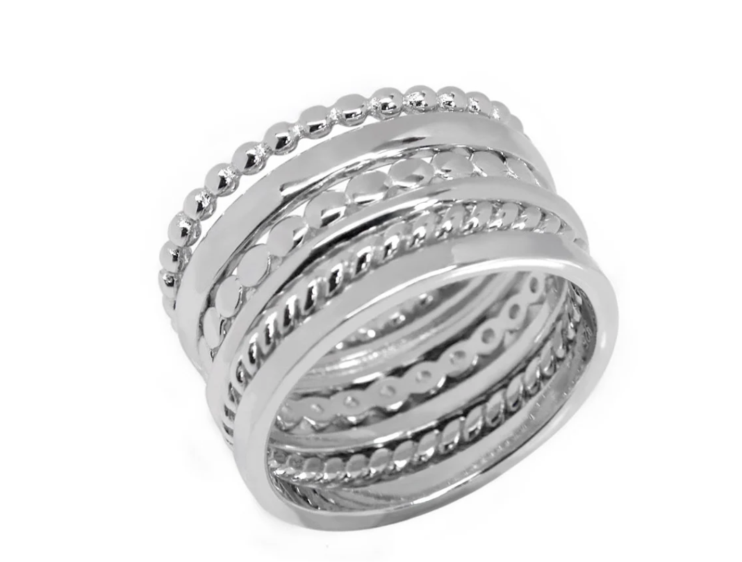 STERLING SILVER 6 BANDS STACKABLE SET RING