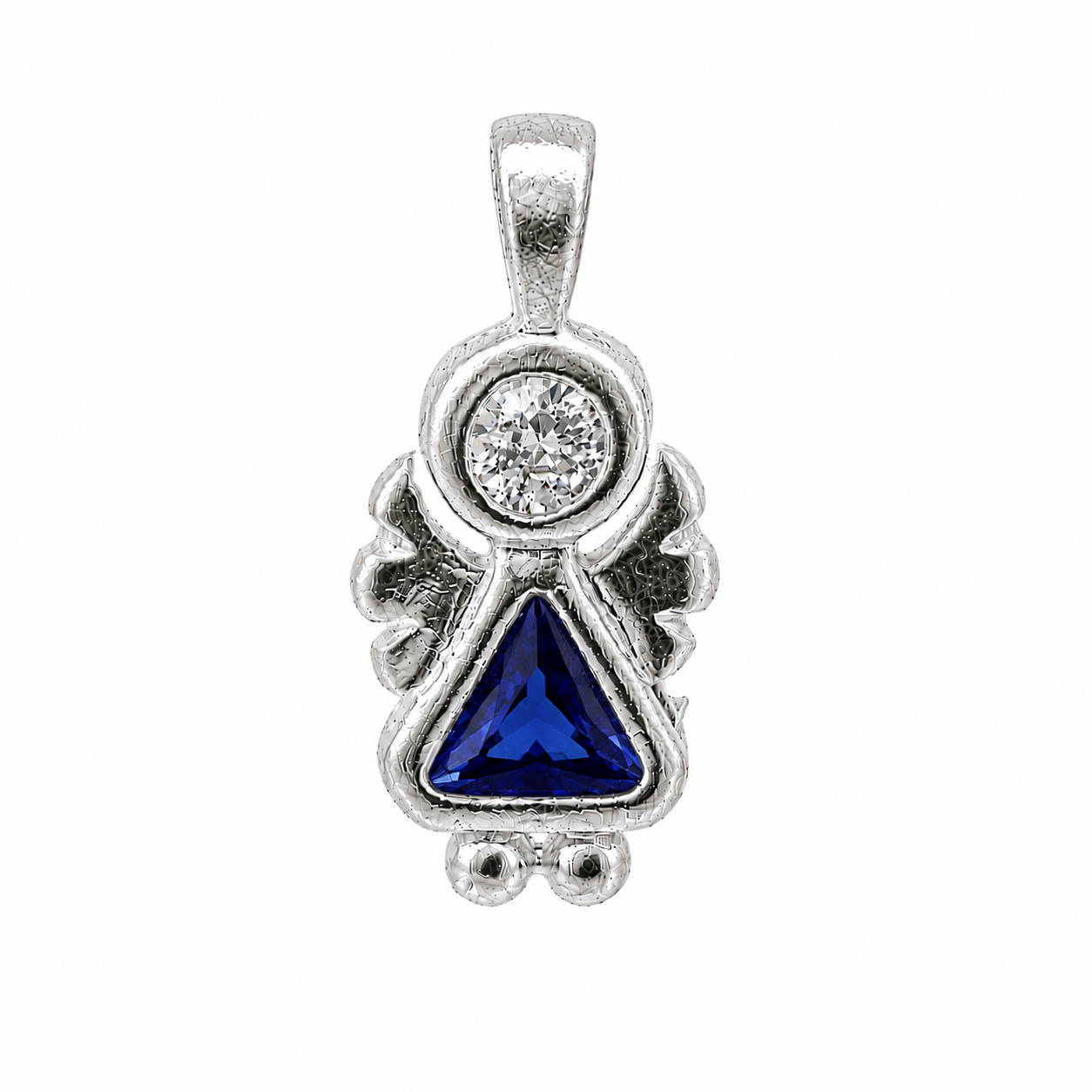 Sterling Silver Angel Birthstone Pendant