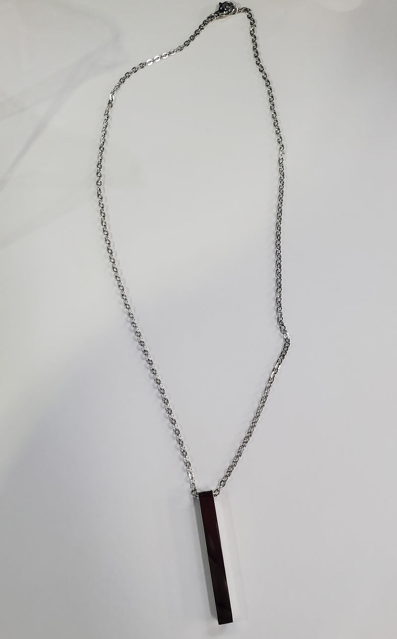 4 Sided Stainless Steel  Vertical Bar Necklace