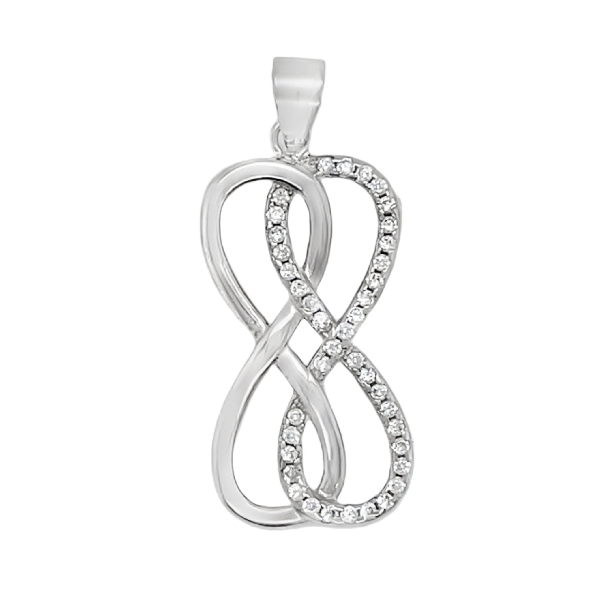 Sterling Silver Double Infinity CZ Pendant