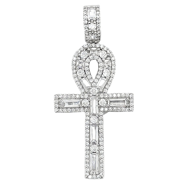 Sterling Silver CZ Ankh Cross Pendant