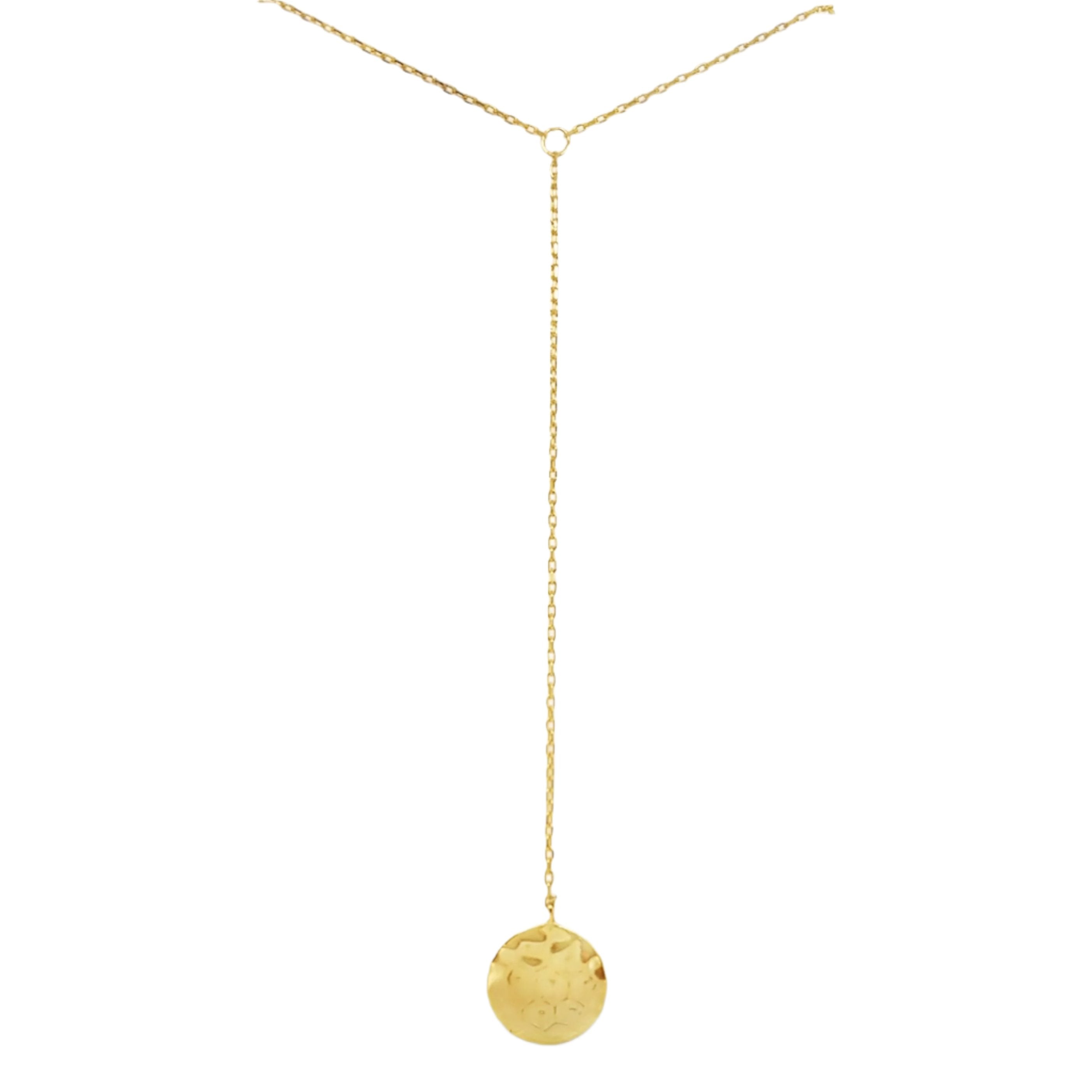 Sterling Silver Gold Plated Disc Y Necklace