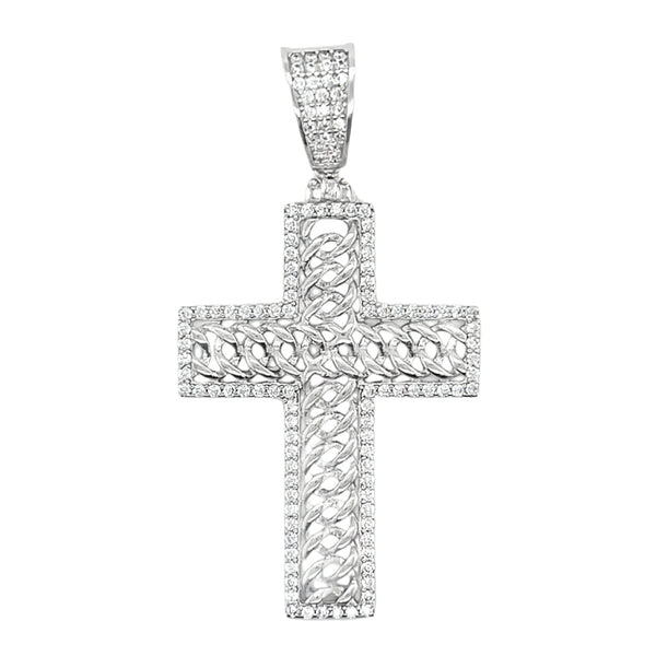 Sterling Silver CZ Cross Pendant