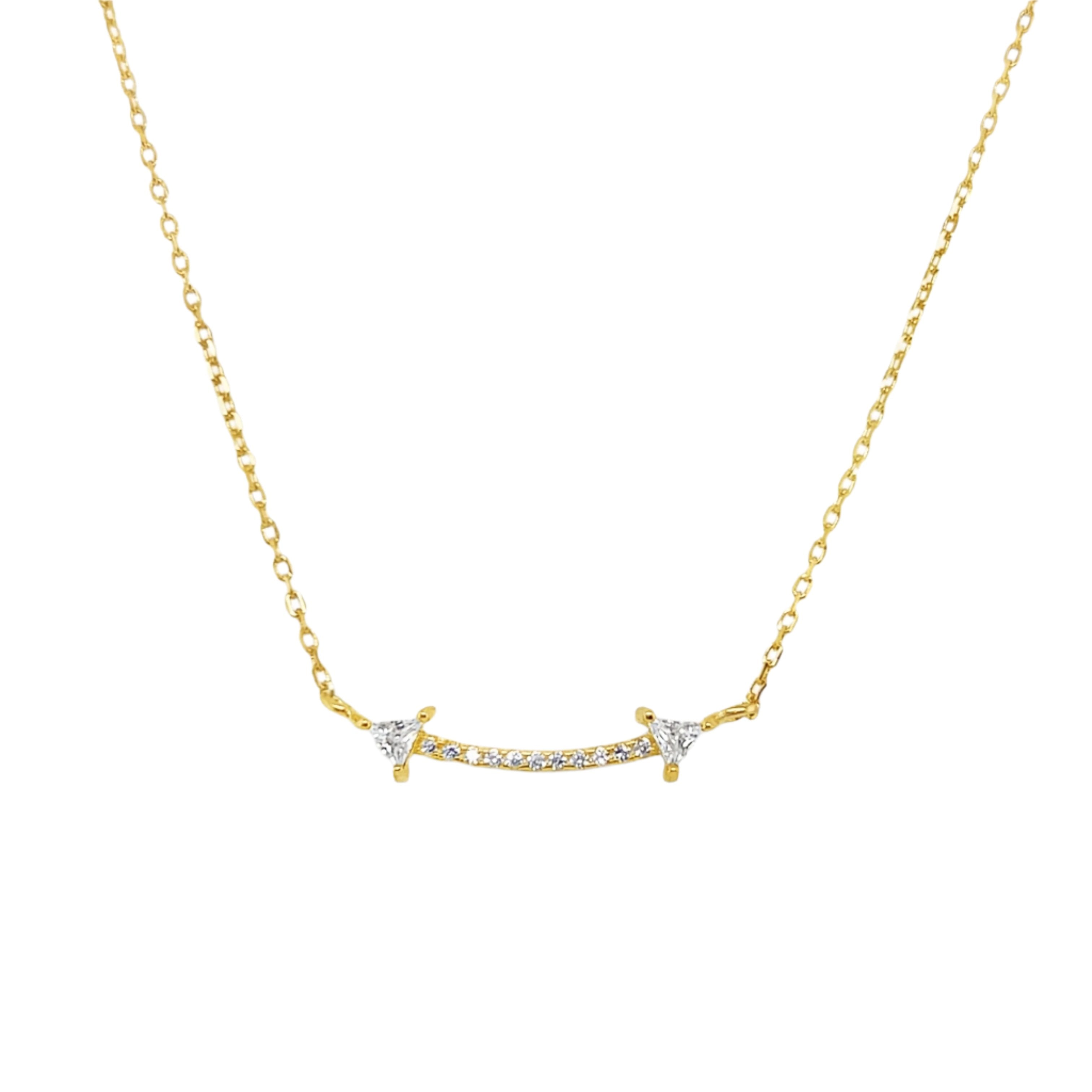 Sterling Silver Curved CZ Arrow Necklace