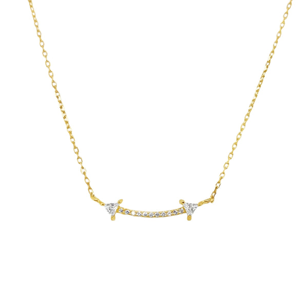 Sterling Silver Curved CZ Arrow Necklace