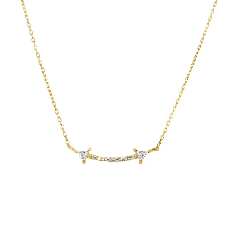 Sterling Silver Curved CZ Arrow Necklace
