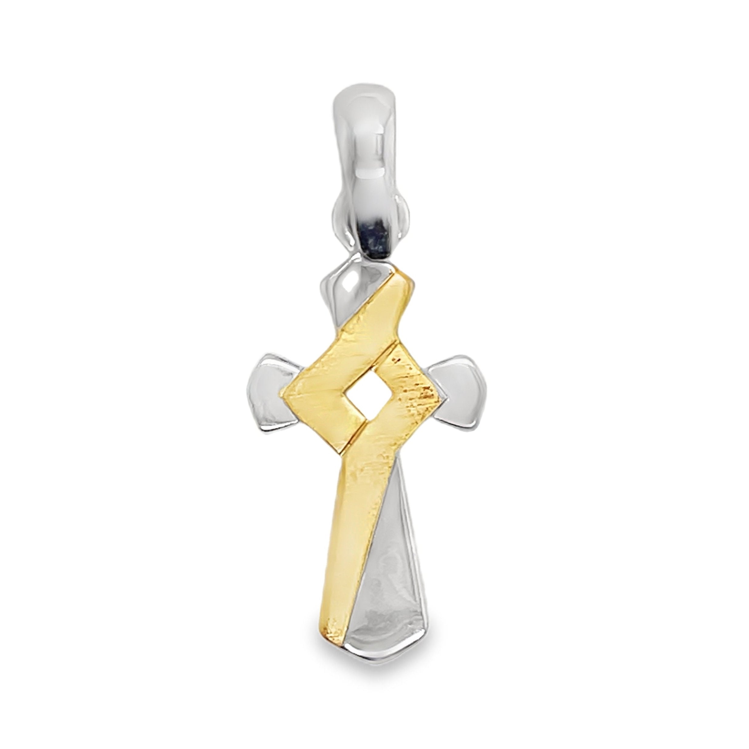 Sterling Silver Two Tone Cross Pendant