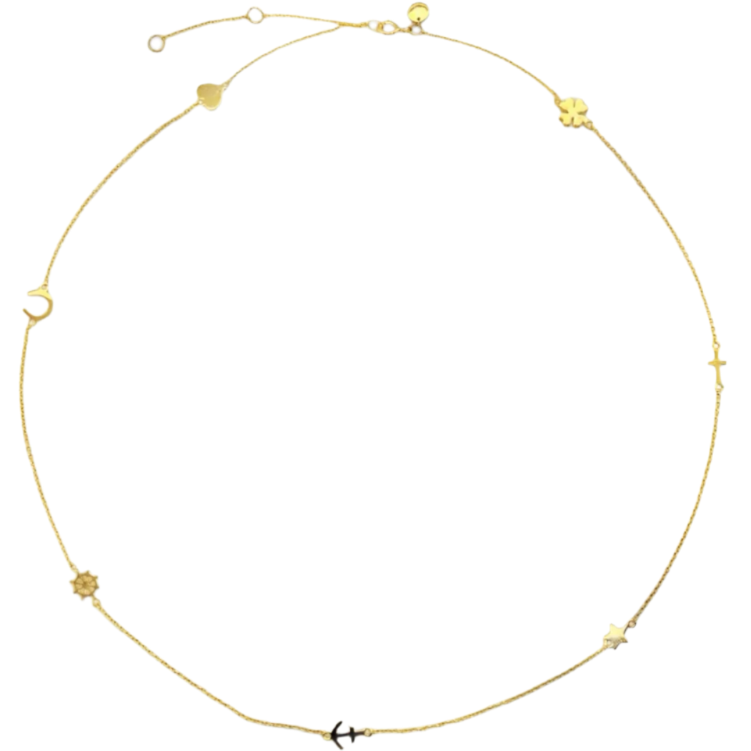 Sterling Silver Gold Plated Multi-Shape Station Necklace