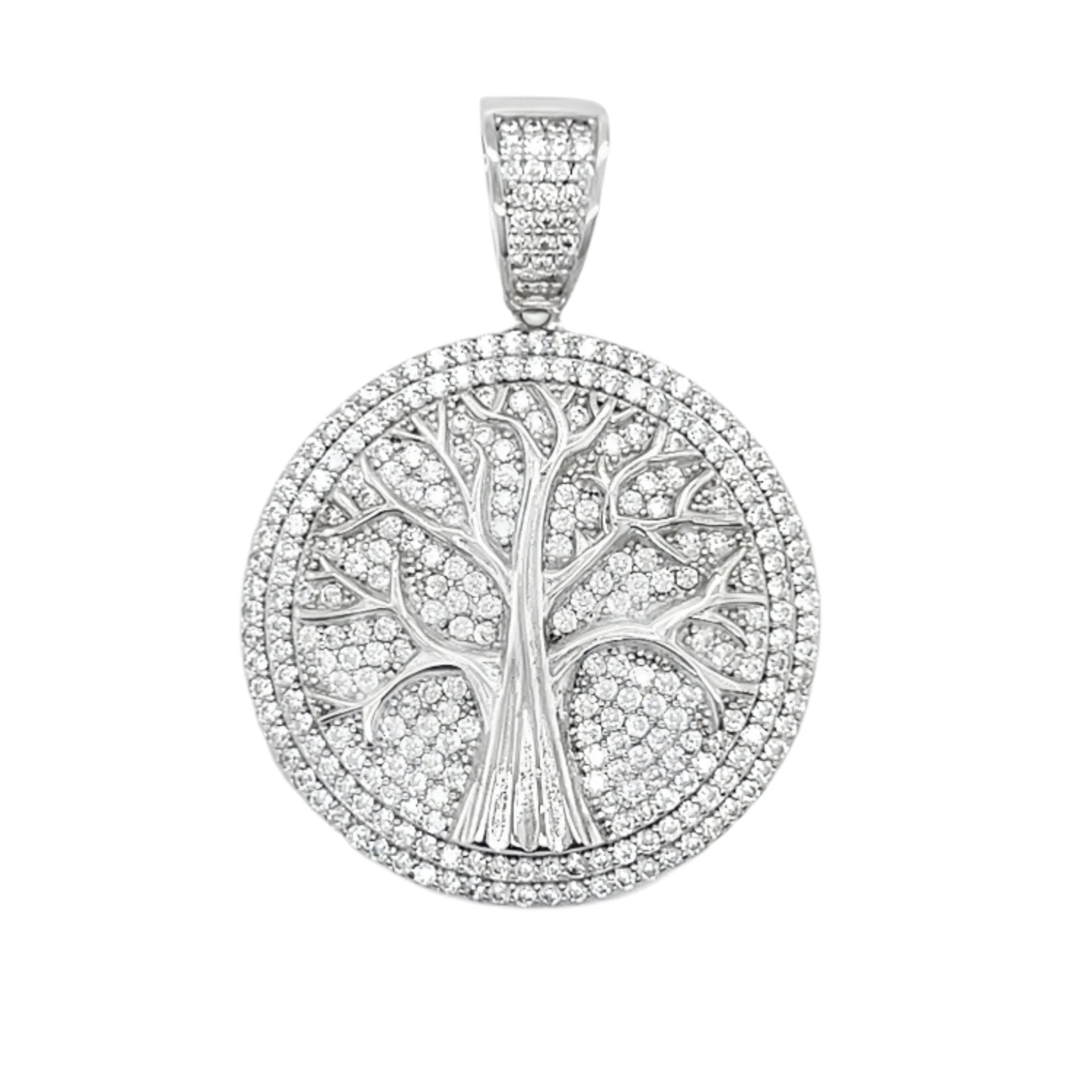 Sterling Silver Round Tree Of Life CZ Pendant