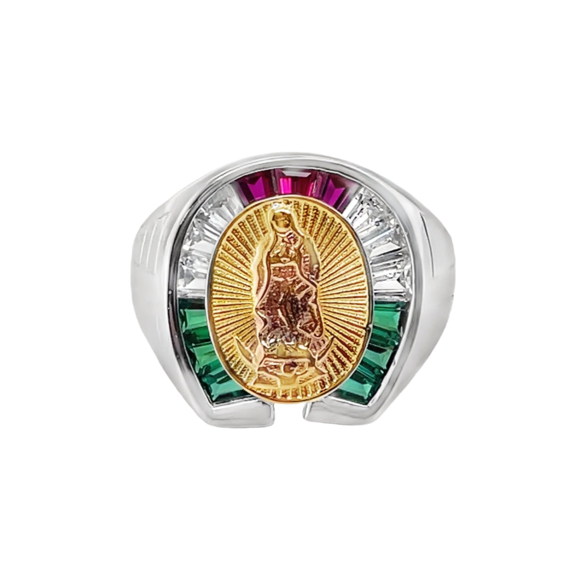 925 Mexican Sterling Silver Two-tone Virgin Mary Ring