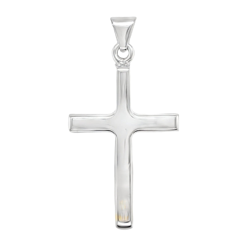 Italian Sterling Silver Large Cross Plain Pendant