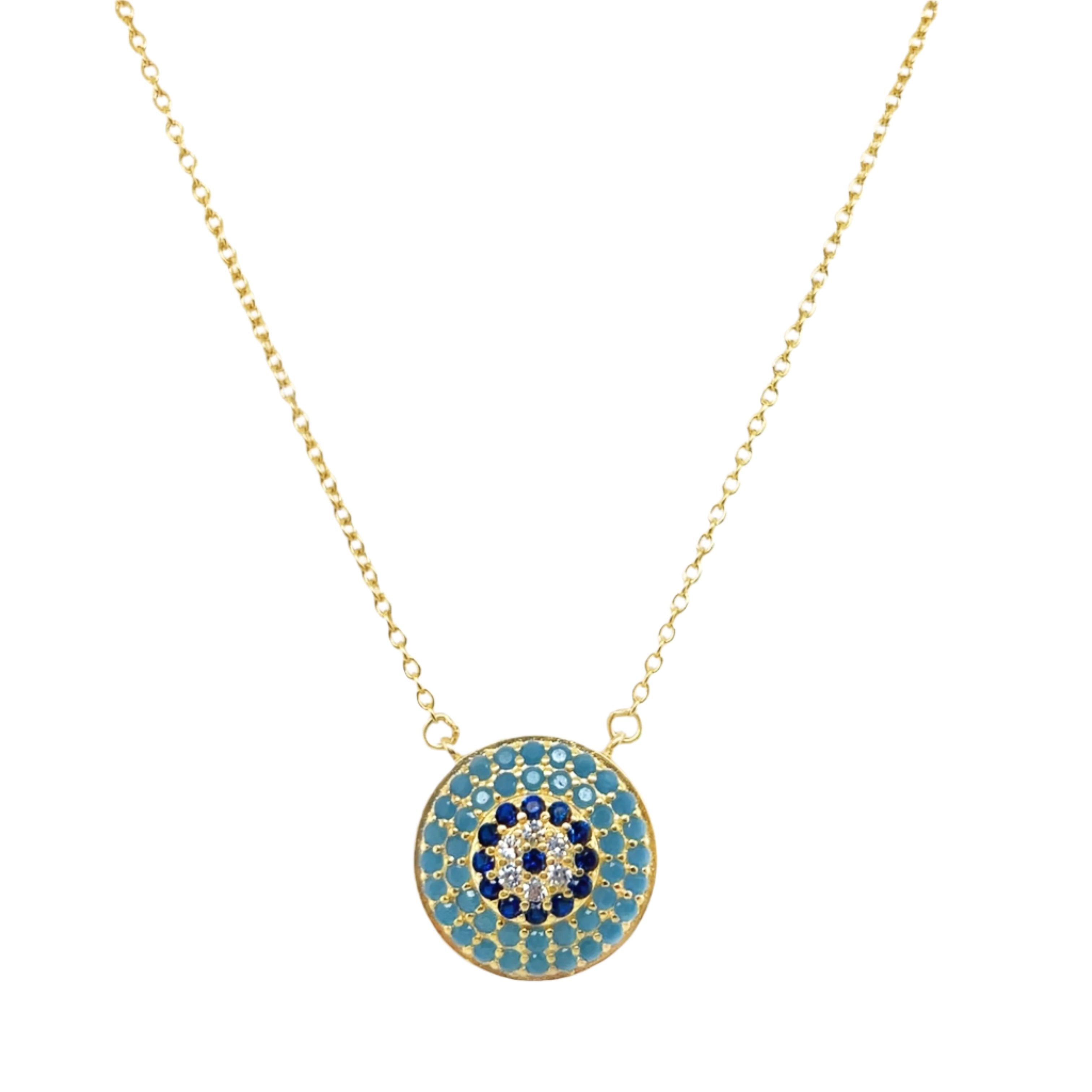 Sterling Silver Gold Plated Evil Eye Necklace