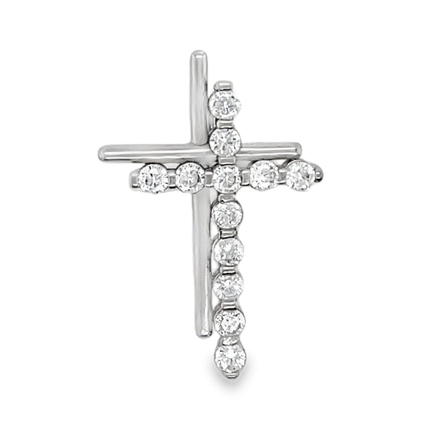 Sterling Silver Double Cross CZ Pendant