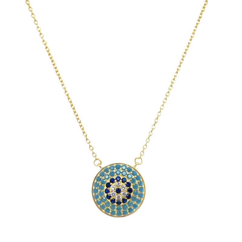Sterling Silver Gold Plated Evil Eye Necklace