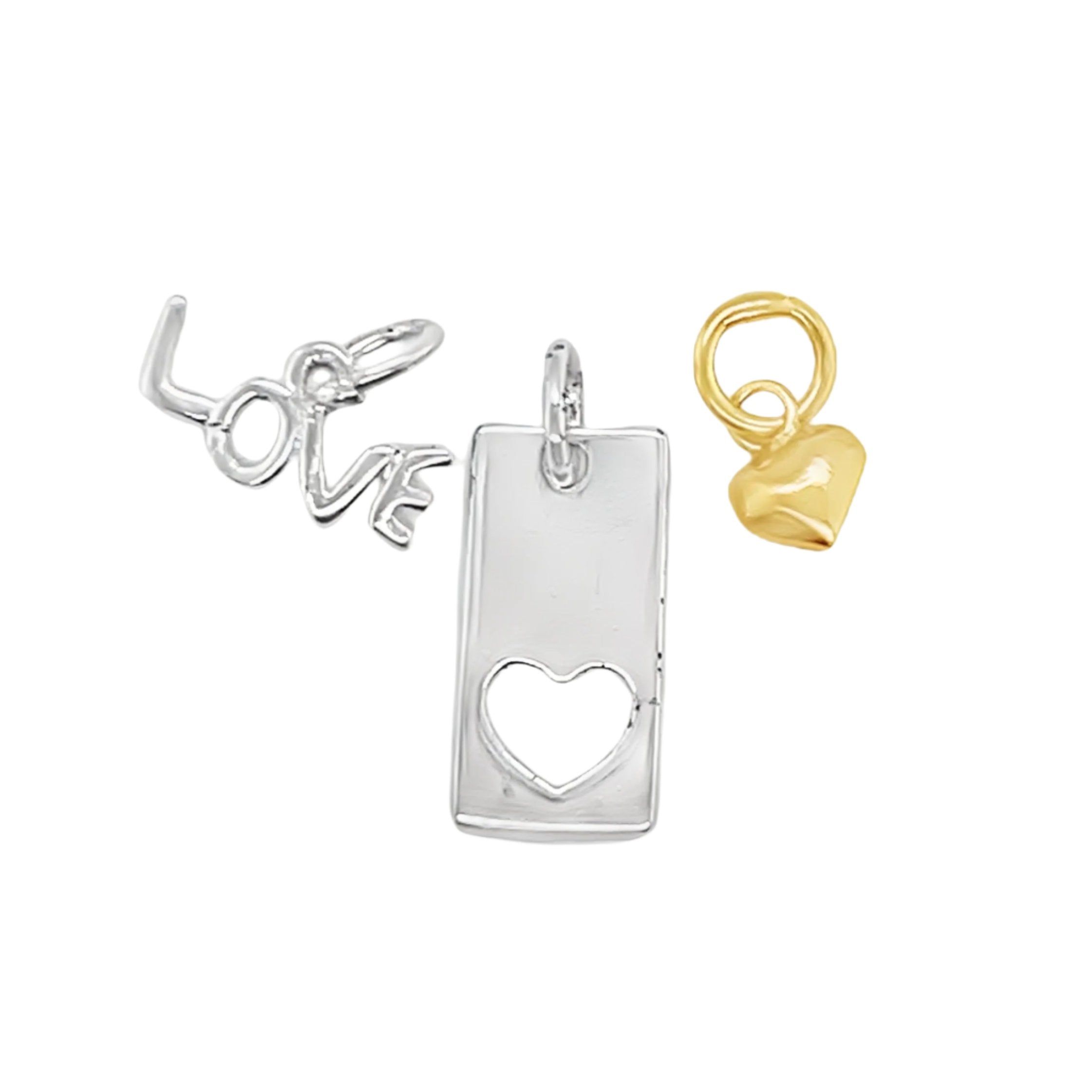 Sterling Silver "Love", Heart 3 Piece Pendant Set