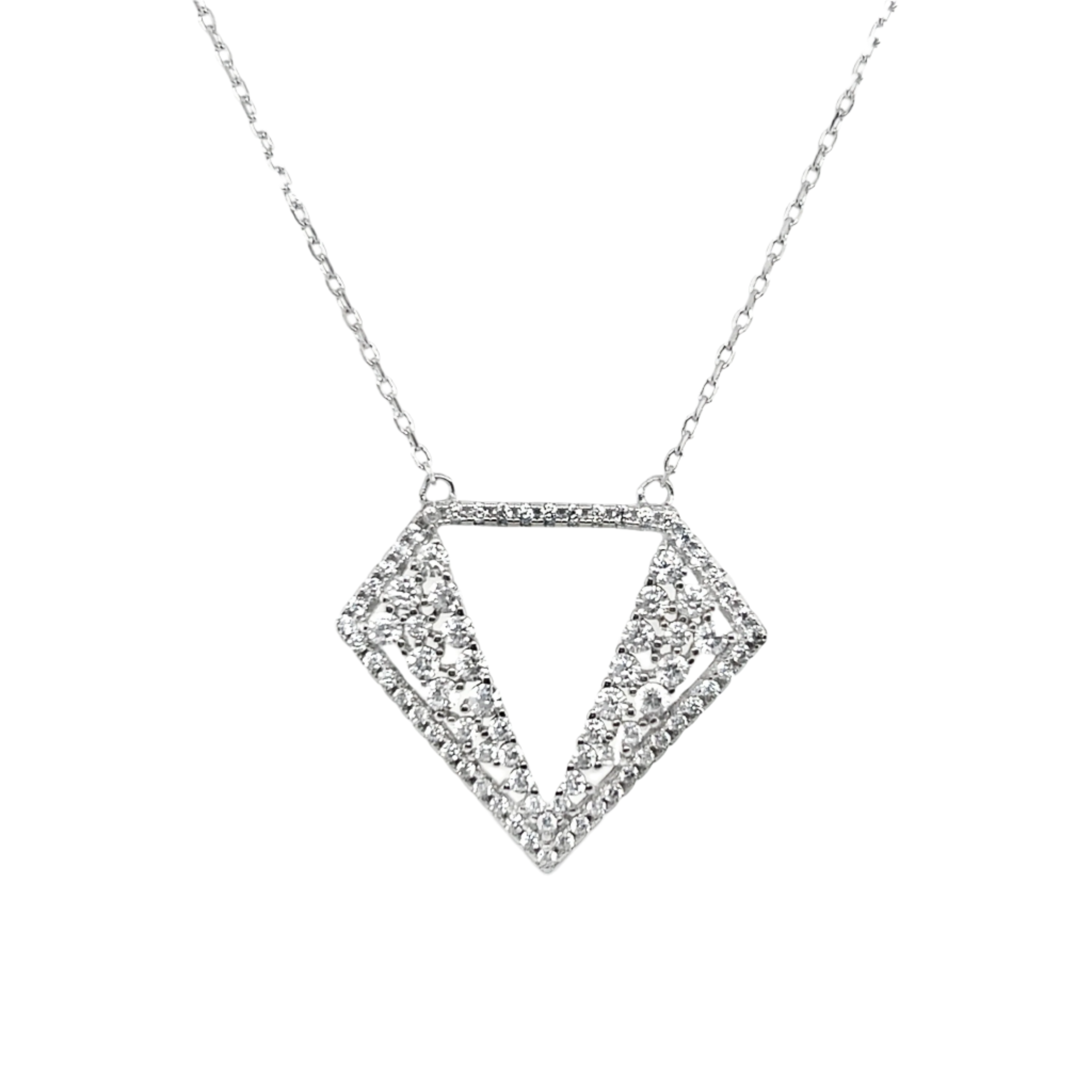 Sterling Silver Diamond Shape Necklace