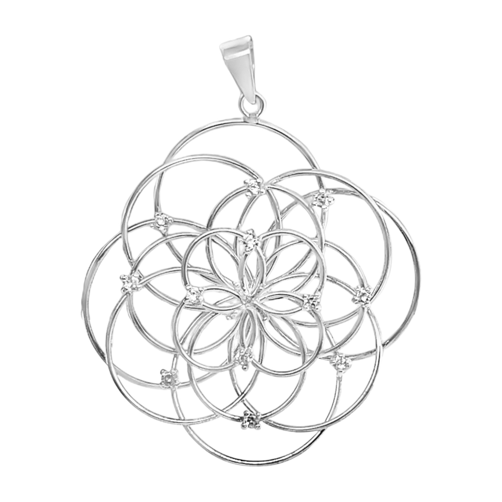 Sterling Silver Decorative Circular CZ Pendant