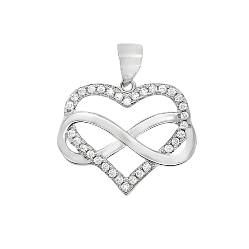 Sterling Silver CZ Heart W/ Infinity Pendant