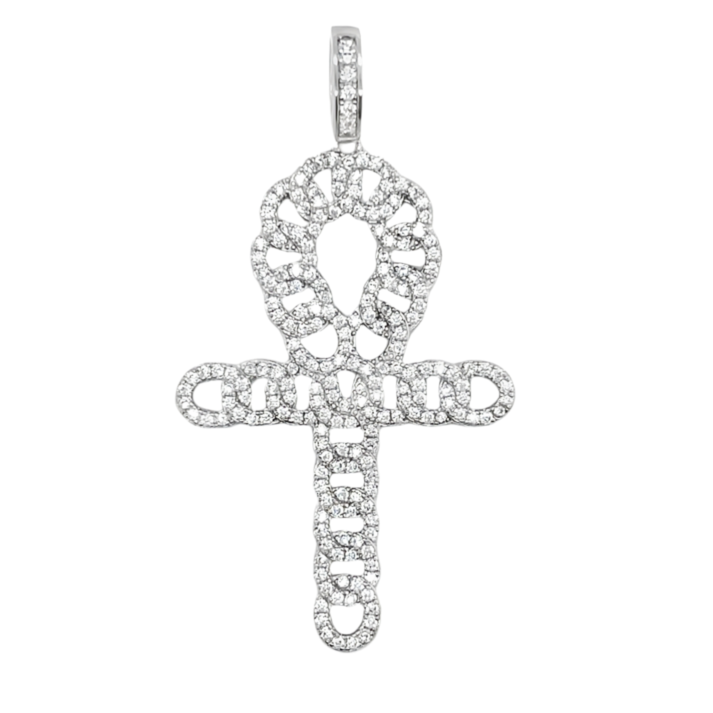 Sterling Silver CZ Ankh Cross Pendant