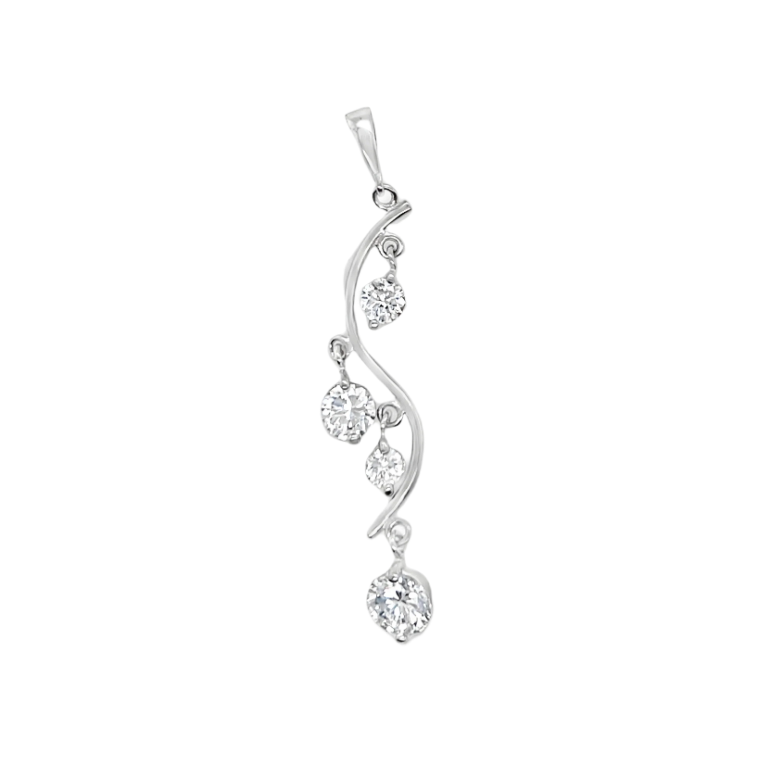 Sterling Silver 4 Dangling CZ Stone Pendant