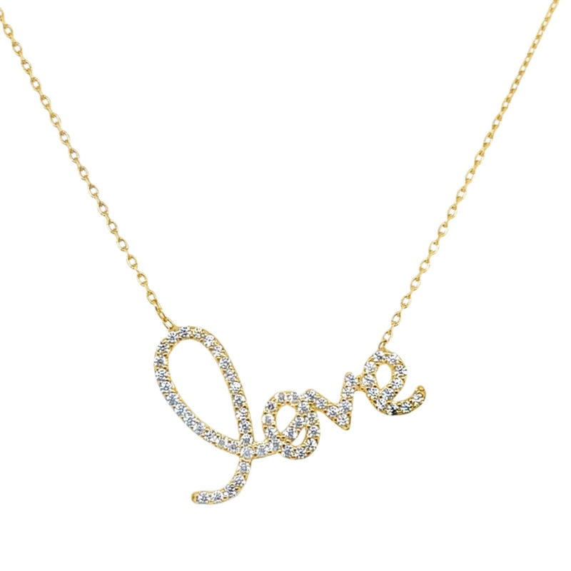 Sterling Silver Gold Plated "LOVE" CZ Necklace