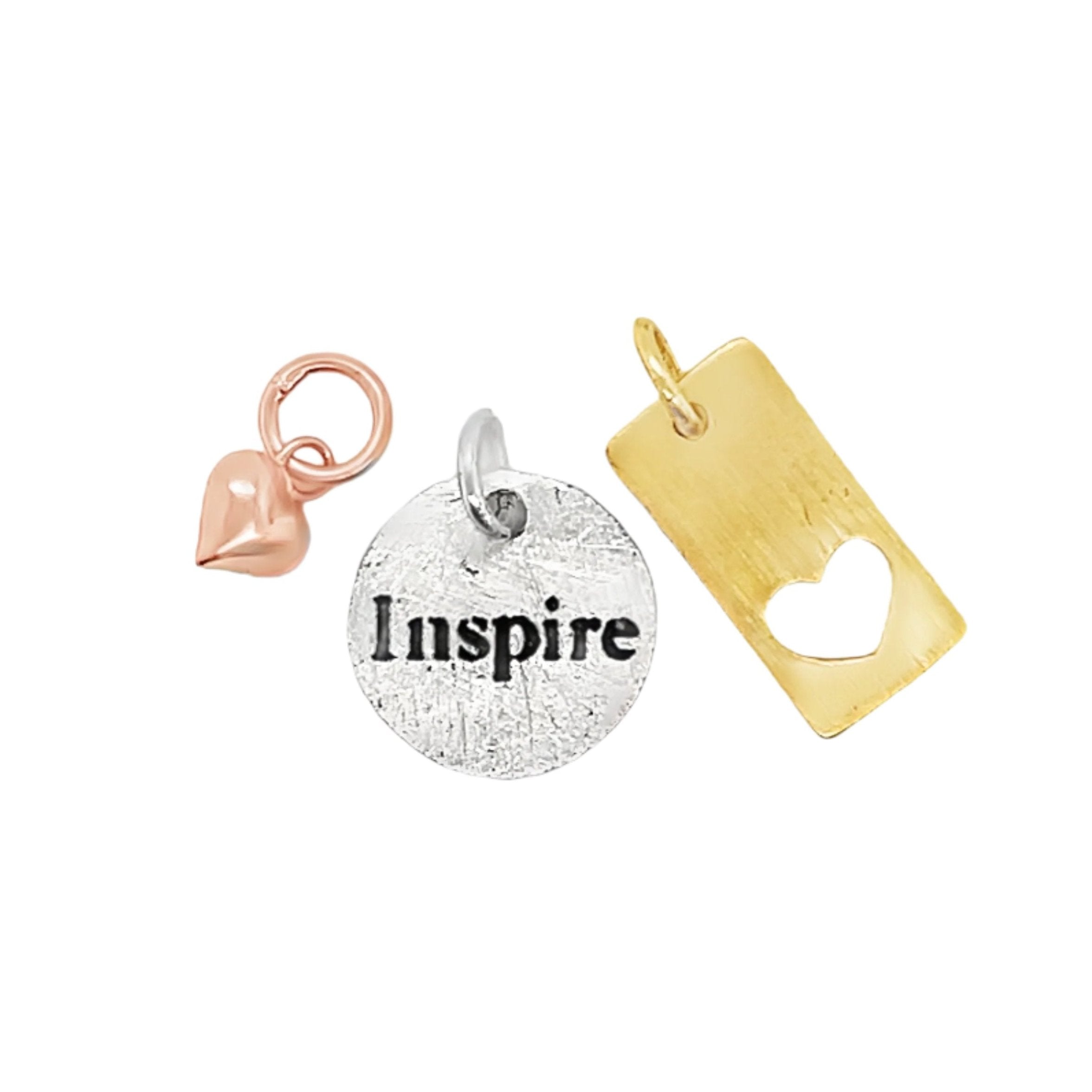 Sterling Silver Inspire, Heart Multi-Color 3 Piece Pendant Set ( Chain Not Included )