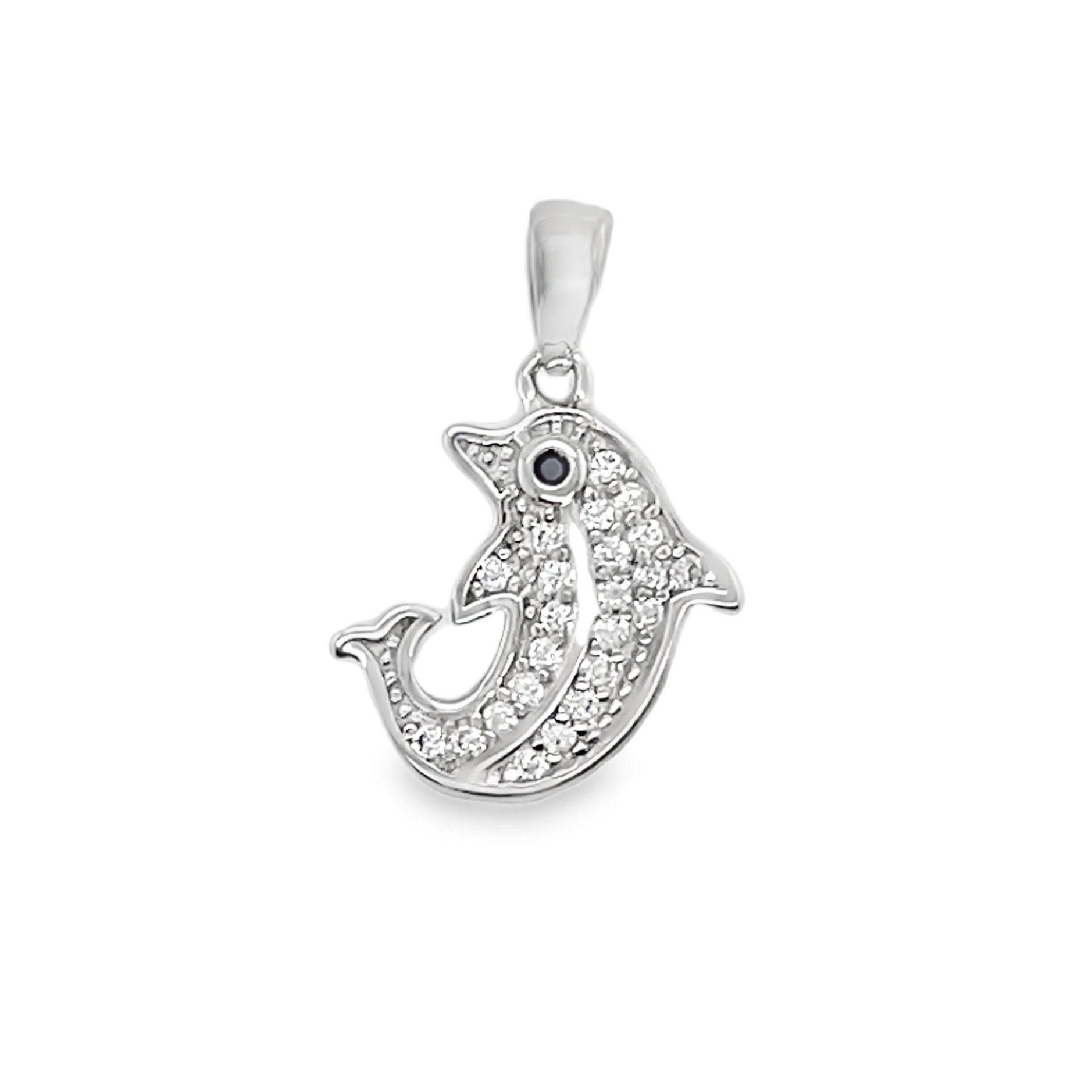 Sterling Silver CZ Fish Pendant