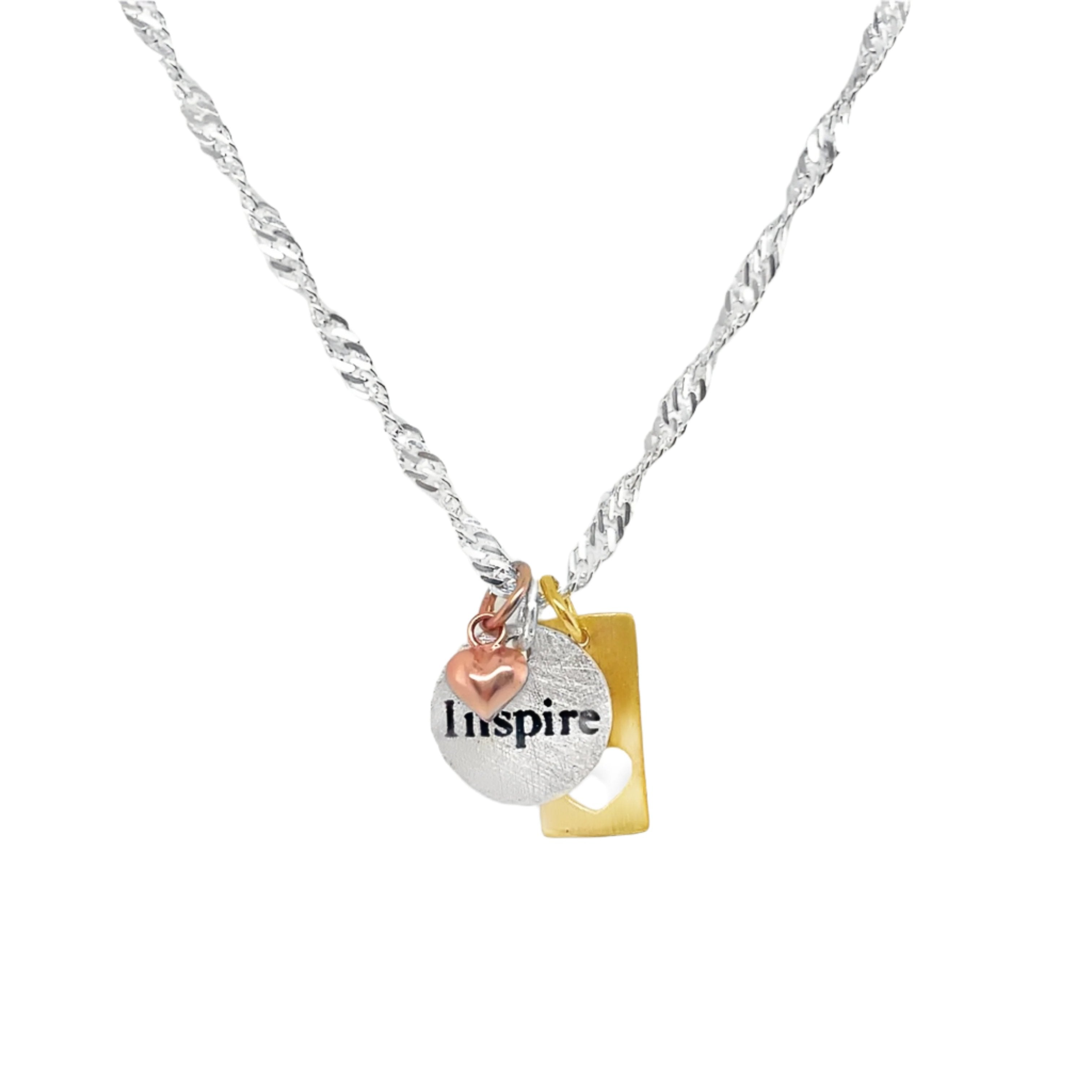Sterling Silver Inspire, Heart Multi-Color 3 Piece Pendant Set ( Chain Not Included )