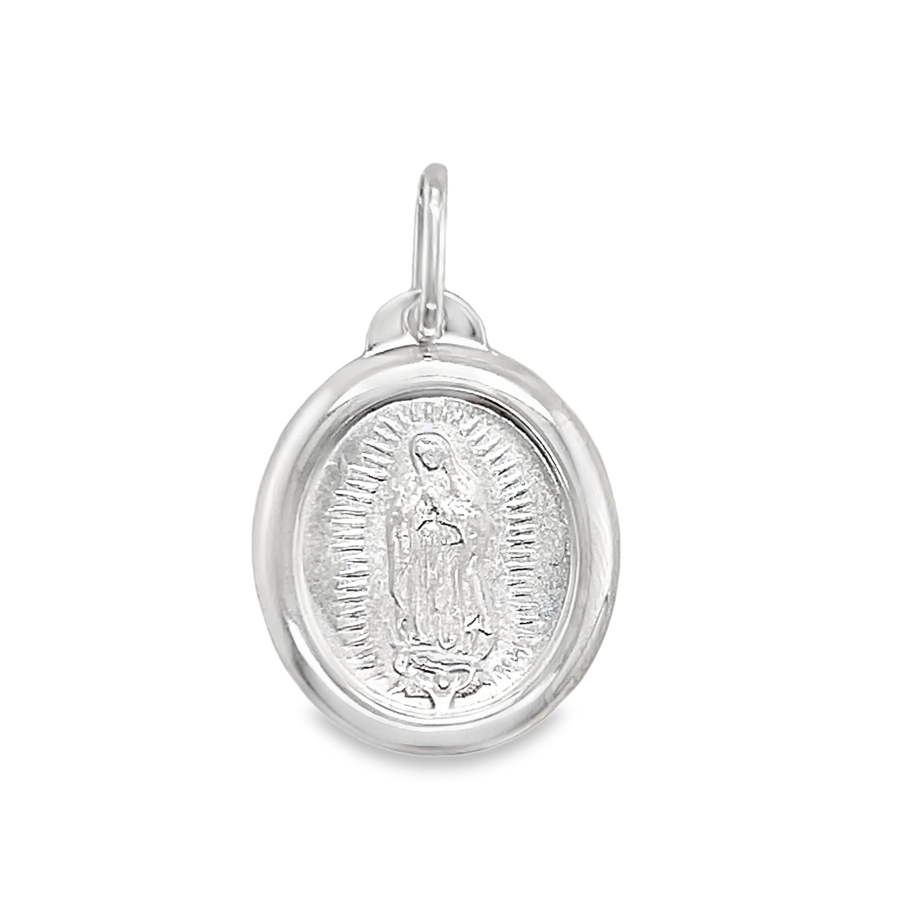 Sterling Silver St Guadalupe Religious Oval Pendant