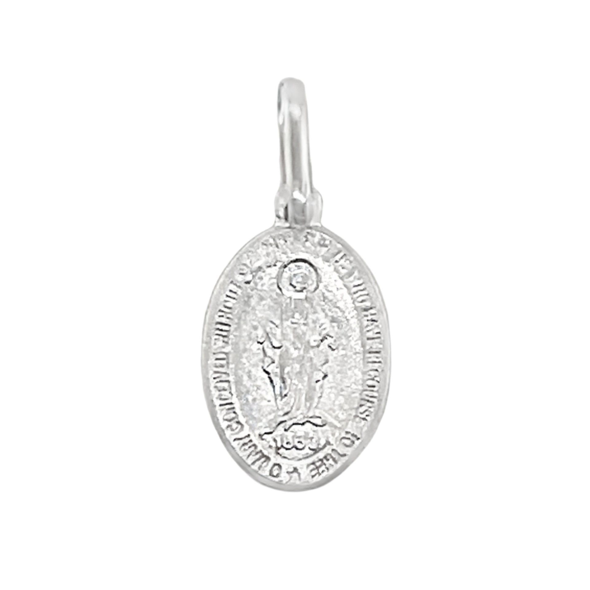 Sterling Silver O Mary Prayer, Jesus Religious Oval Pendant