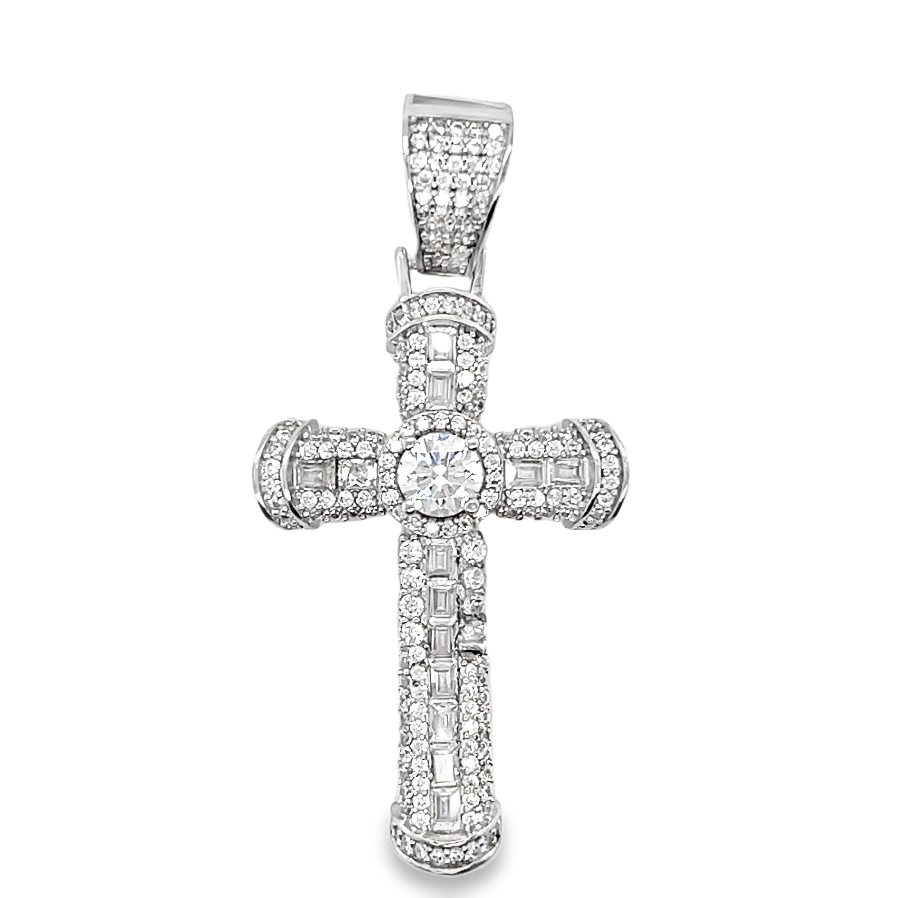 Sterling Silver CZ Cross Pendant