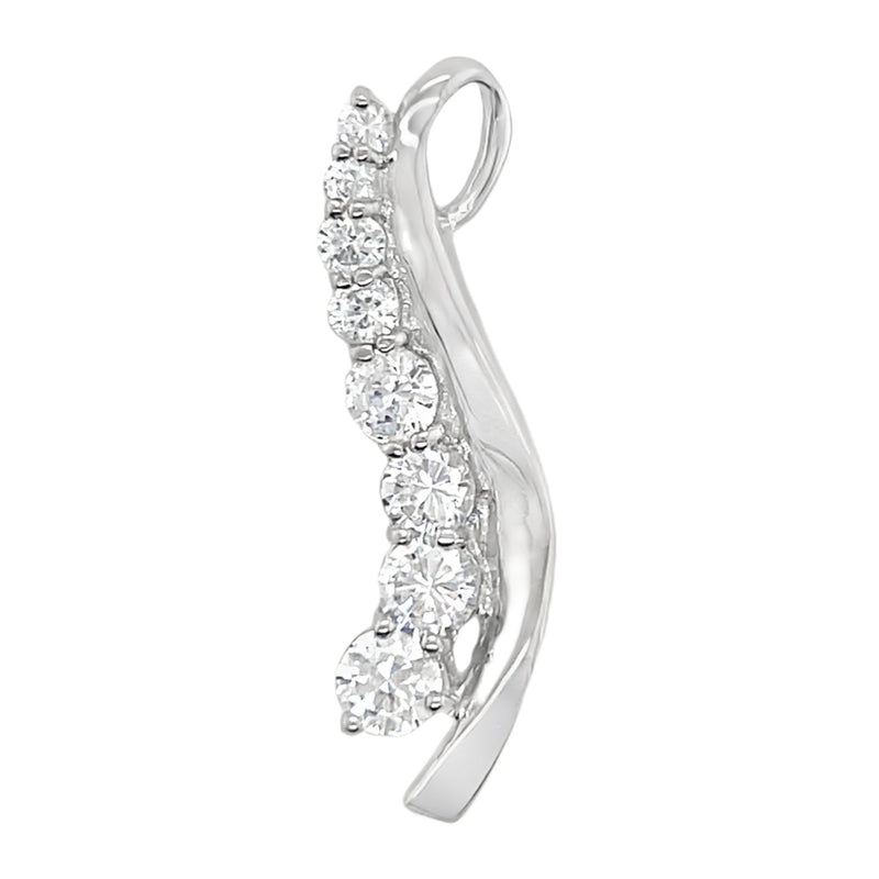 Sterling Silver CZ Curve Pendant