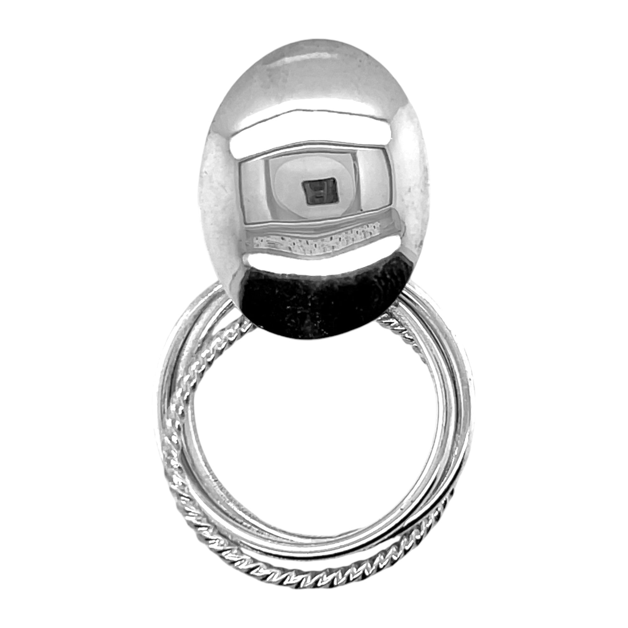 Sterling Silver Oval W/ 3 Dangling Circles Pendant