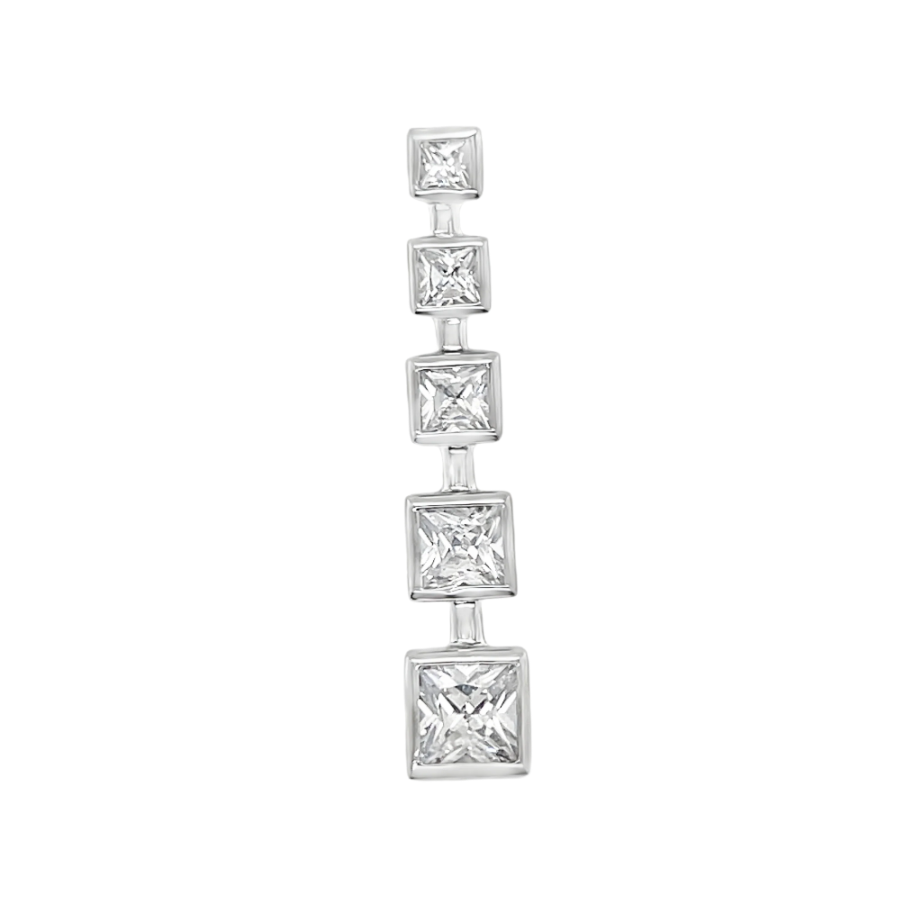 Sterling Silver 5 Square CZ Vertical Pendant