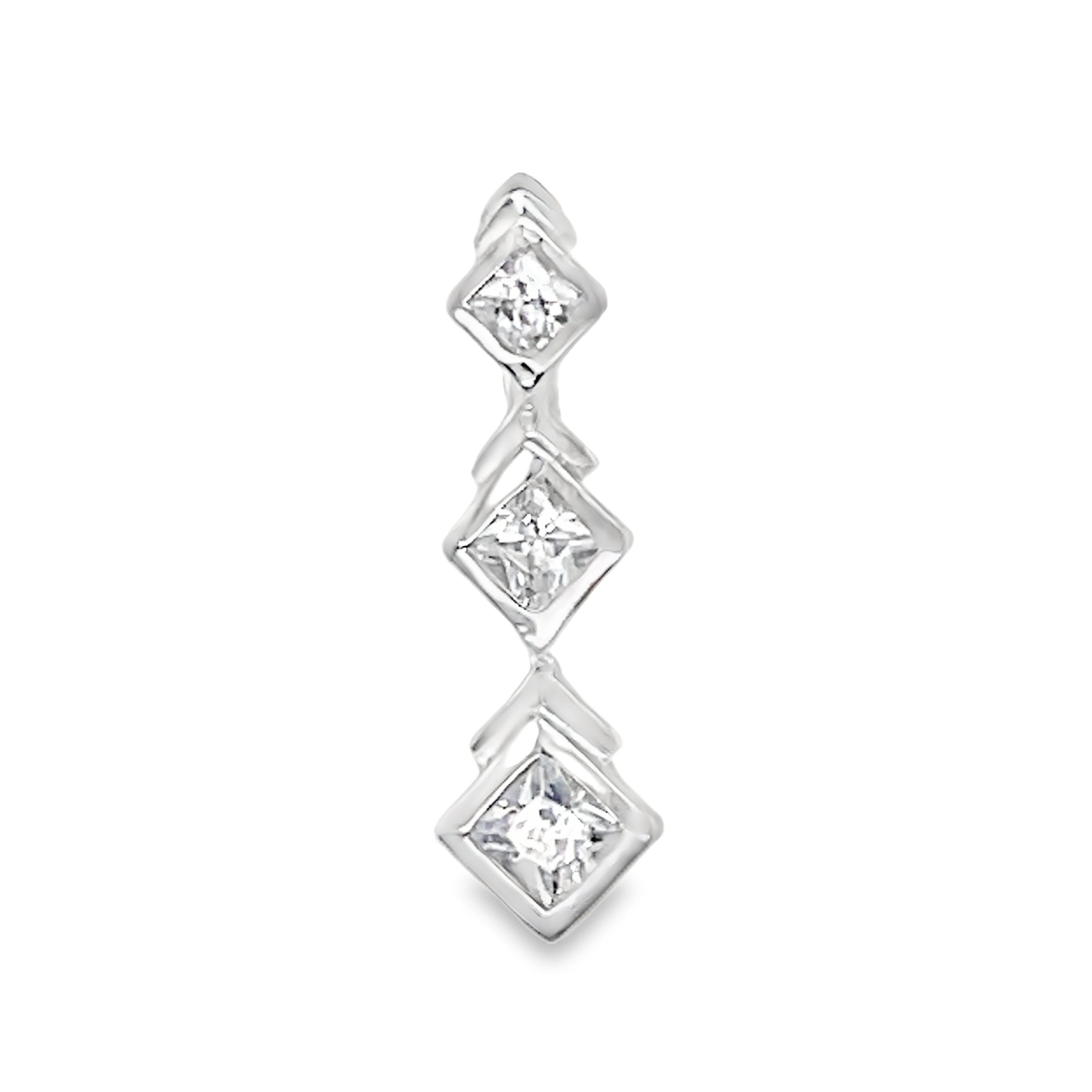 Sterling Silver 3 Diamond CZ Journey Pendant