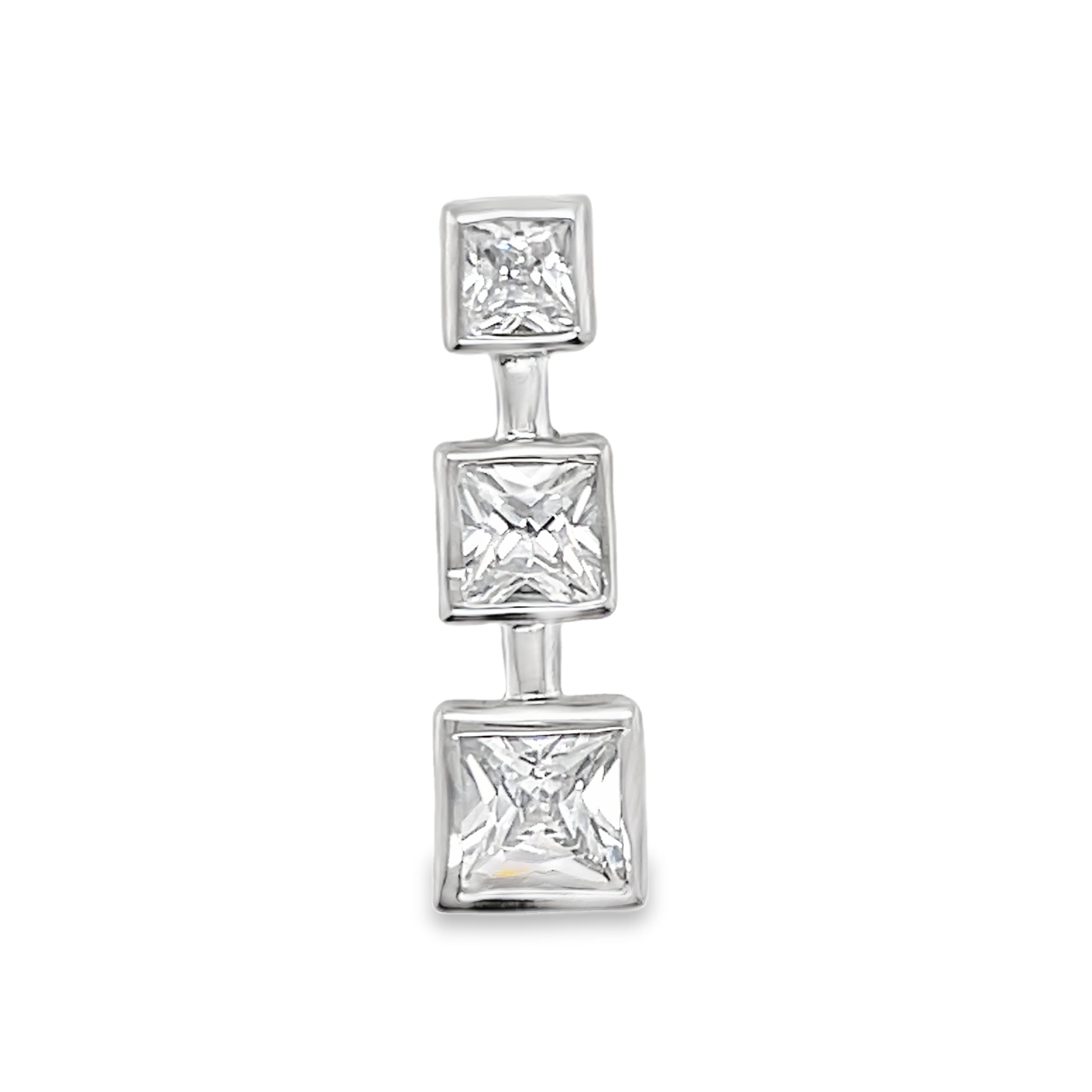 Sterling Silver 3 Square CZ Journey Pendant
