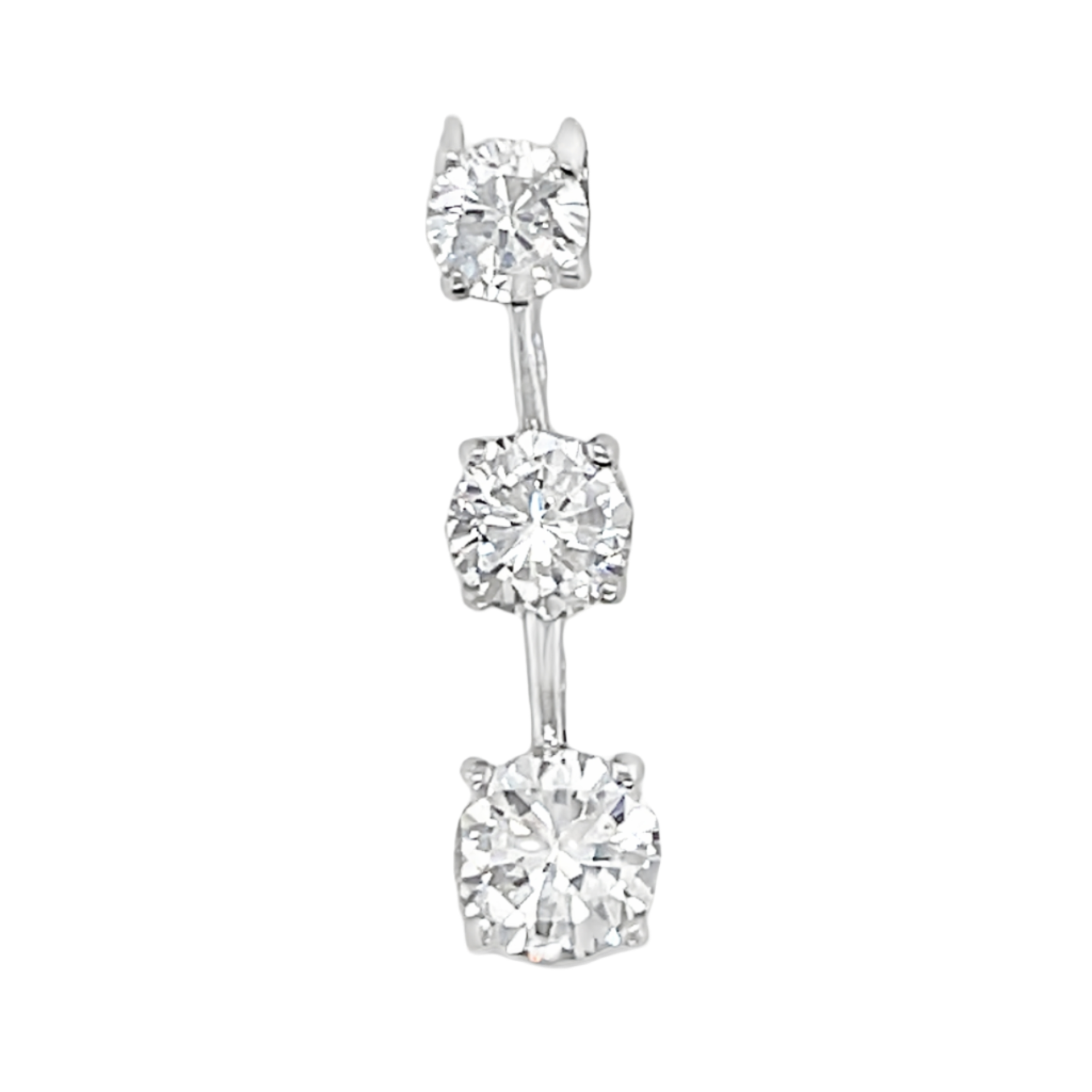 Sterling Silver 3 Round CZ Vertical Pendant