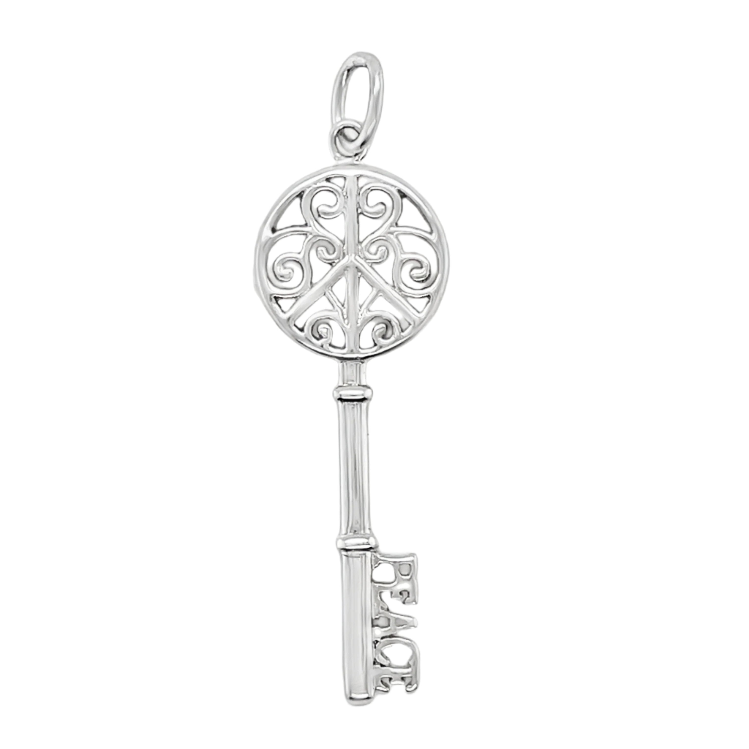 Sterling Silver Decorative Peace Key Pendant