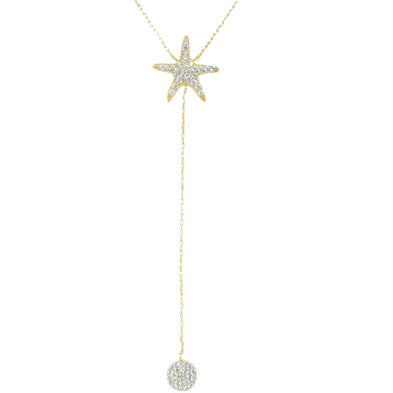 Sterling Silver Gold Plated CZ Star Y Necklace