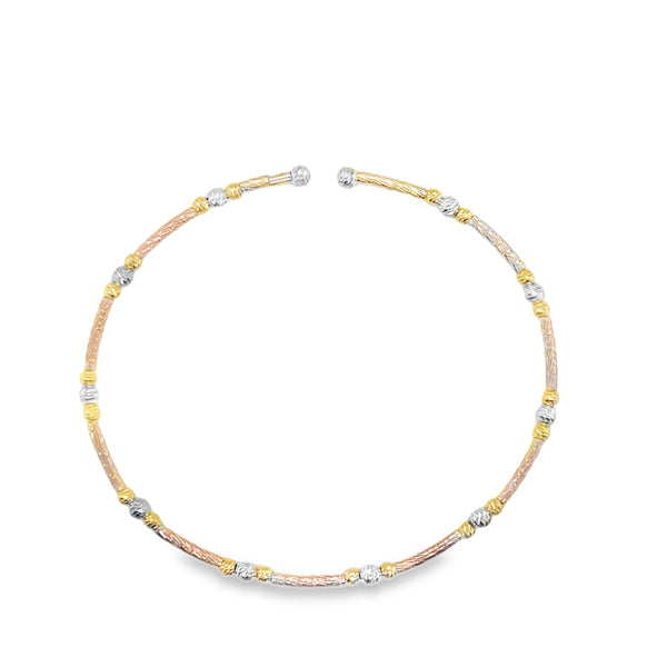 Tri-Colored Bead Open Bangle