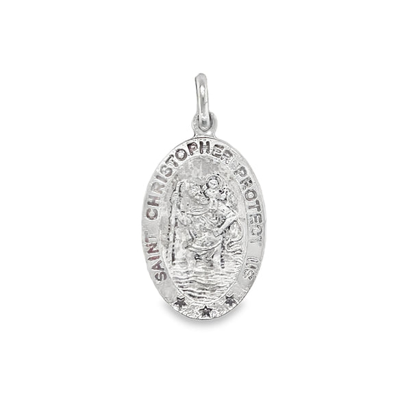Sterling Silver Saint Christopher Oval Pendant