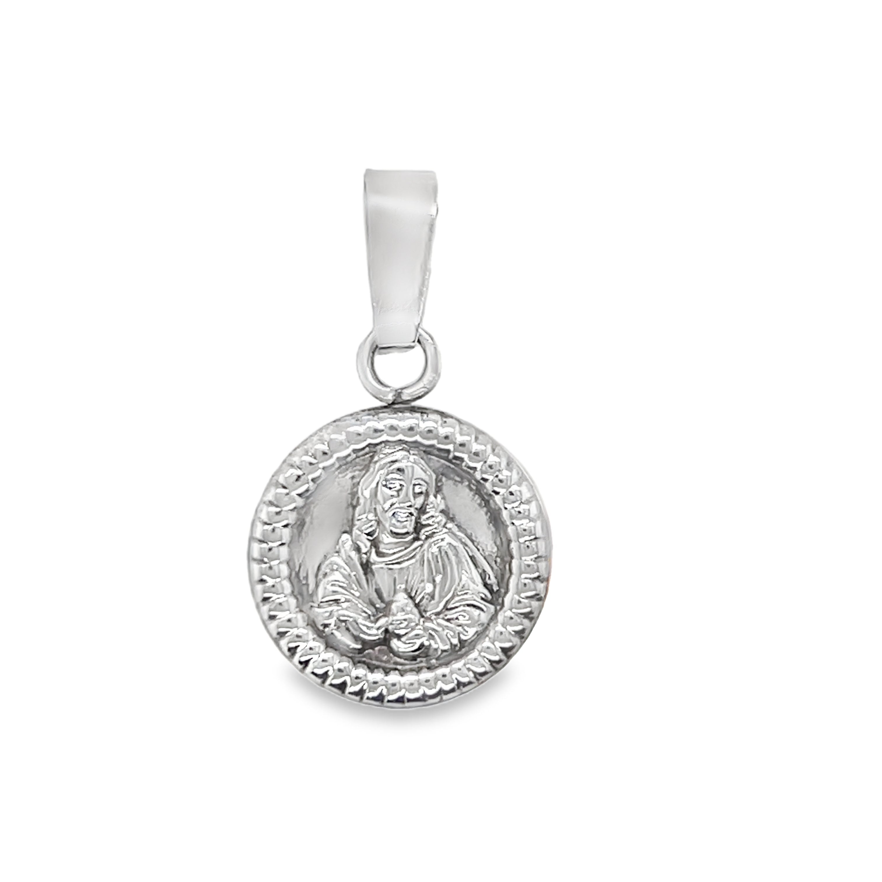 Sterling Silver Round Jesus Pendant