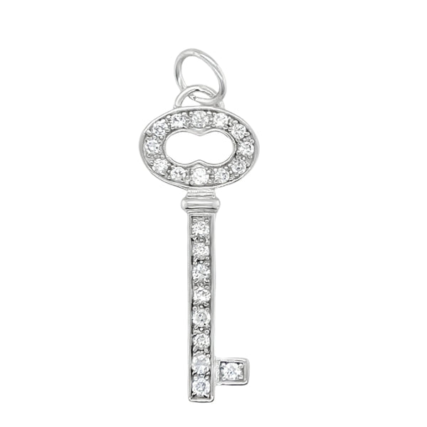 Sterling Silver CZ Key Pendant