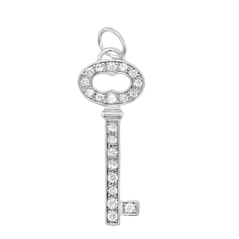 Sterling Silver CZ Key Pendant